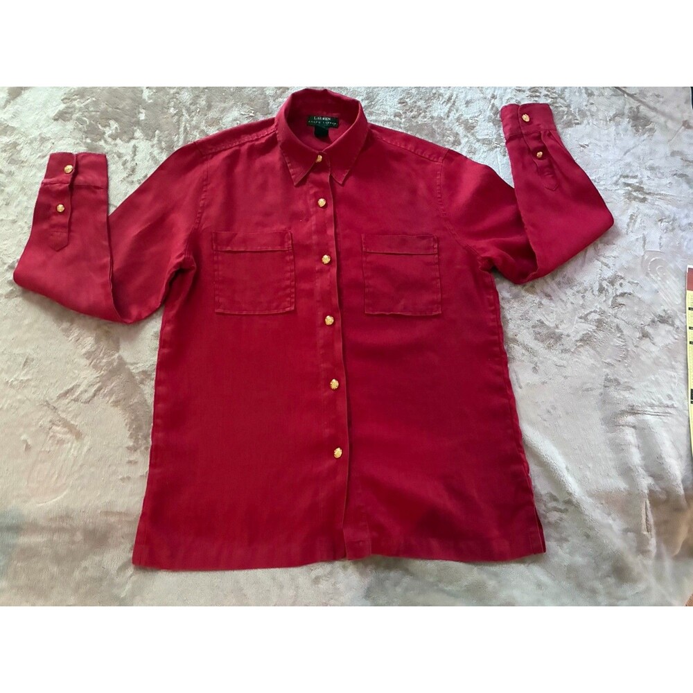 Lauren Ralph Lauren Women’s Linen shirt Collared Button-Up Long Sleeve Medium